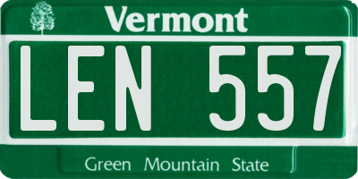 VT license plate LEN557