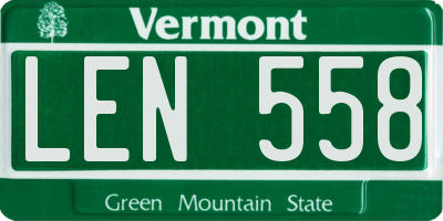VT license plate LEN558