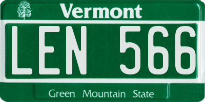 VT license plate LEN566