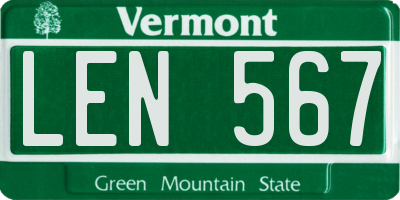 VT license plate LEN567