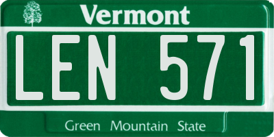 VT license plate LEN571