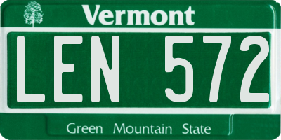 VT license plate LEN572