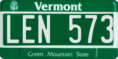 VT license plate LEN573