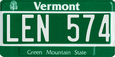 VT license plate LEN574
