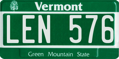 VT license plate LEN576