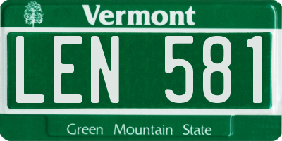 VT license plate LEN581