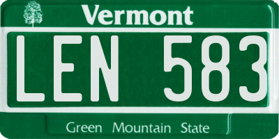 VT license plate LEN583