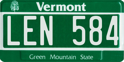 VT license plate LEN584