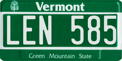 VT license plate LEN585