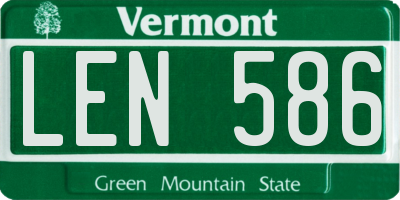 VT license plate LEN586
