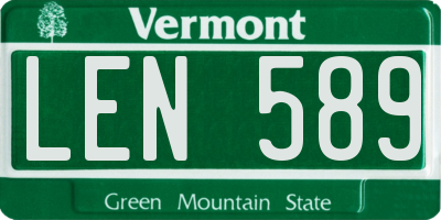 VT license plate LEN589