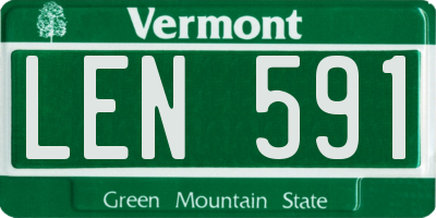 VT license plate LEN591