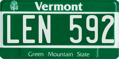 VT license plate LEN592