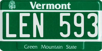 VT license plate LEN593