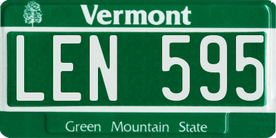VT license plate LEN595
