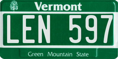 VT license plate LEN597