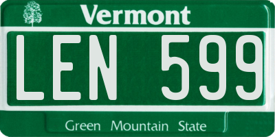 VT license plate LEN599