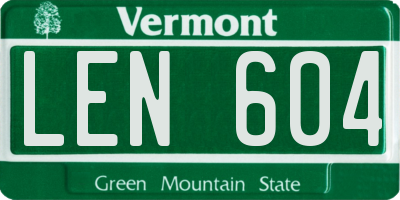 VT license plate LEN604