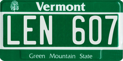 VT license plate LEN607