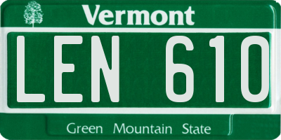 VT license plate LEN610