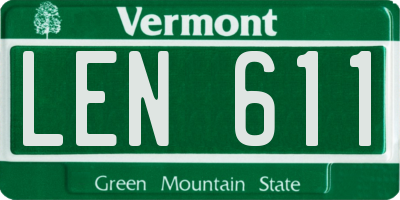 VT license plate LEN611
