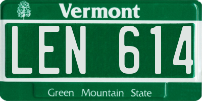 VT license plate LEN614
