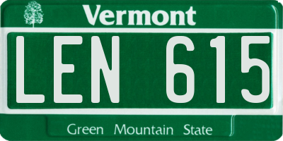VT license plate LEN615