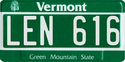 VT license plate LEN616