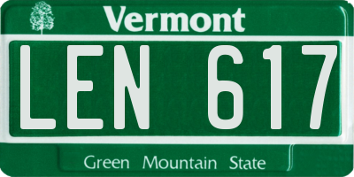 VT license plate LEN617