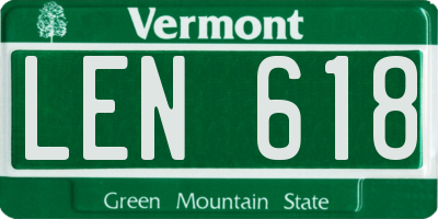 VT license plate LEN618