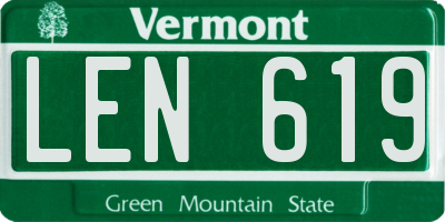 VT license plate LEN619