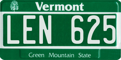 VT license plate LEN625