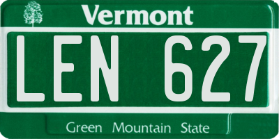 VT license plate LEN627