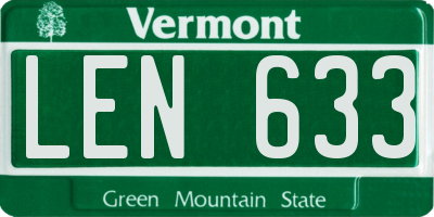 VT license plate LEN633