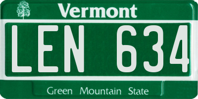 VT license plate LEN634