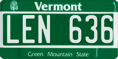 VT license plate LEN636