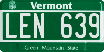 VT license plate LEN639