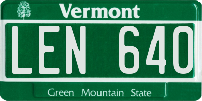 VT license plate LEN640