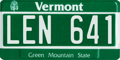 VT license plate LEN641