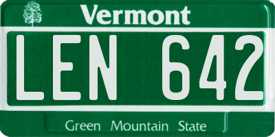 VT license plate LEN642