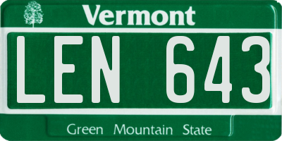 VT license plate LEN643