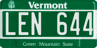 VT license plate LEN644