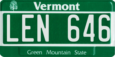 VT license plate LEN646