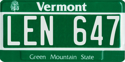 VT license plate LEN647