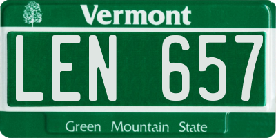 VT license plate LEN657