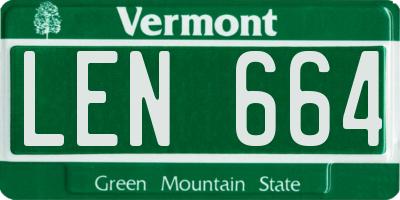 VT license plate LEN664
