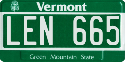 VT license plate LEN665