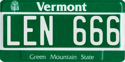 VT license plate LEN666