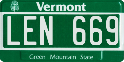 VT license plate LEN669