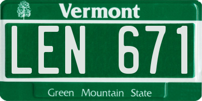 VT license plate LEN671